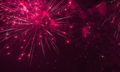 a large fireworks display in the night sky